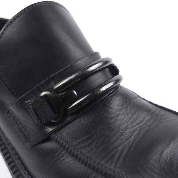 VINTAGE Sketchers Platform Loafers Black Genuine Leather 90s Y2k Grunge Academia - Picture 7 of 12